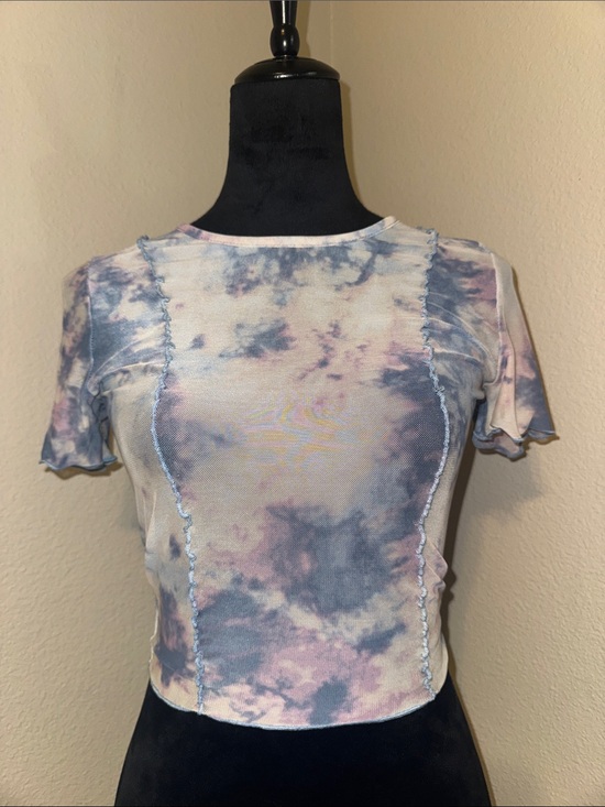 Urban Outfitters Tops - 😎💕Urban Outfitters Pastel Tie-Dye Ruffle Sleeve Mesh Crop Top